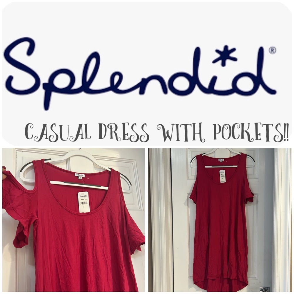 Soft Red Summer Casual Dress with Pockets-sz M-NWT